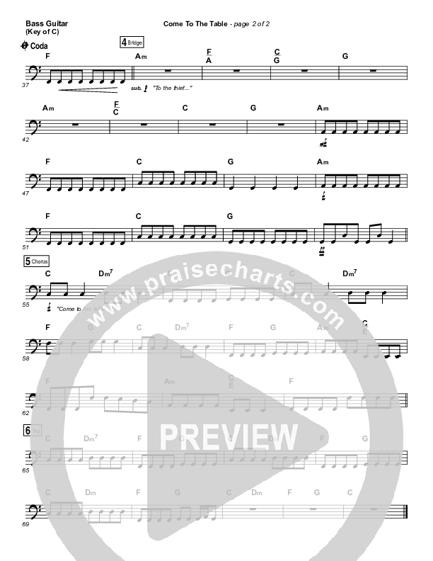 Come To The Table Bass Guitar (Sidewalk Prophets)