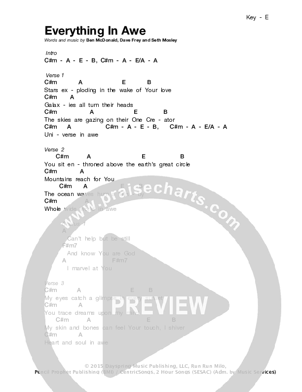 Everything In Awe Chord Chart (Sidewalk Prophets)