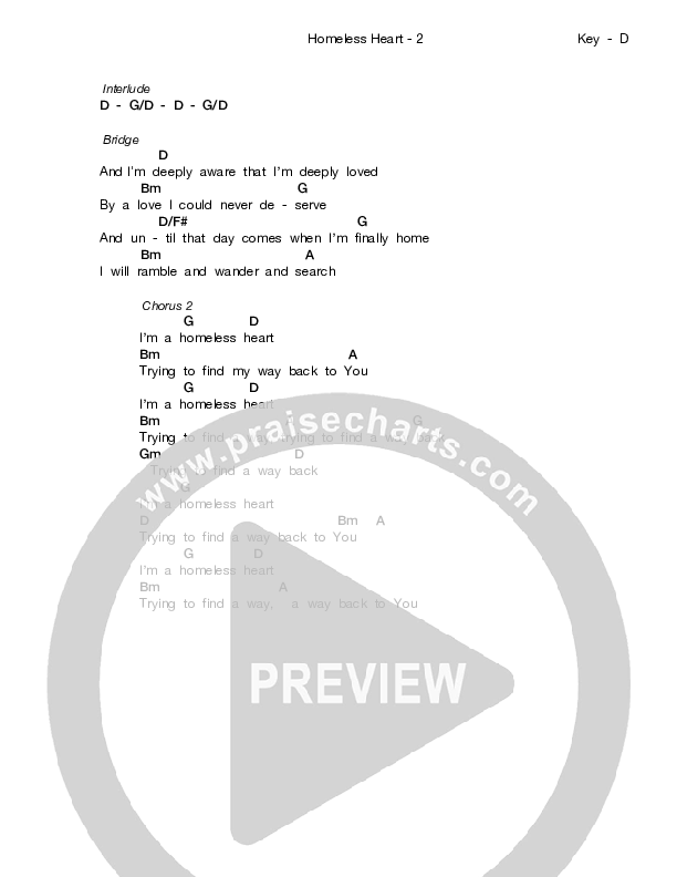 Homeless Heart Chords & Lyrics (Sidewalk Prophets)