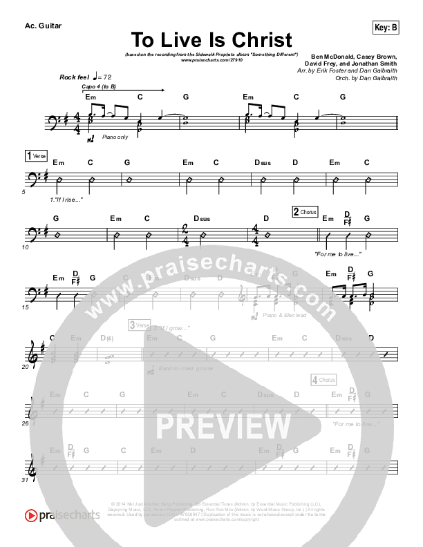 To Live Is Christ Acoustic Guitar (Sidewalk Prophets)