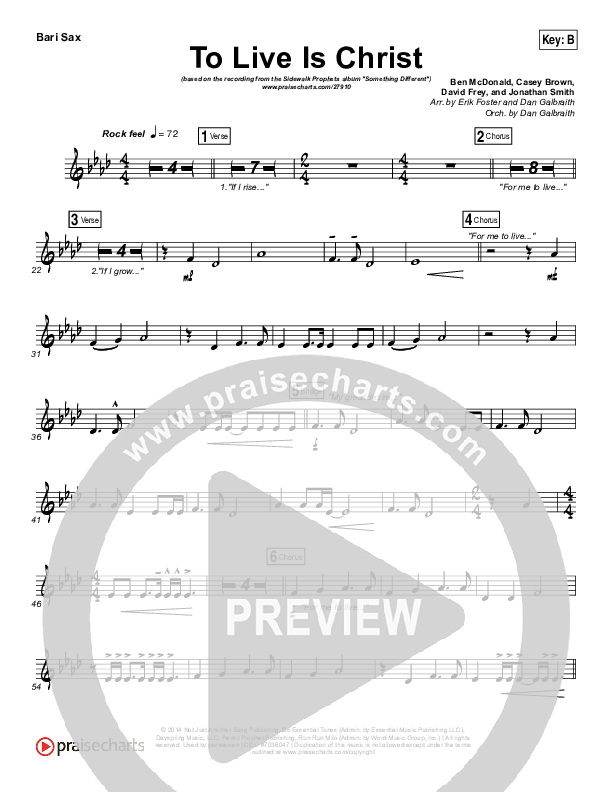 To Live Is Christ Bari Sax (Sidewalk Prophets)