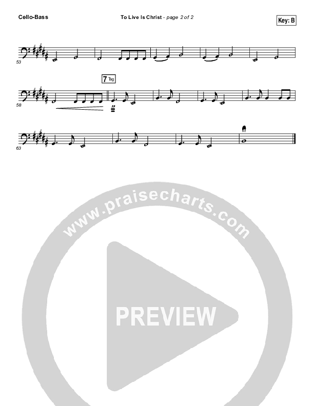 To Live Is Christ Cello/Bass (Sidewalk Prophets)