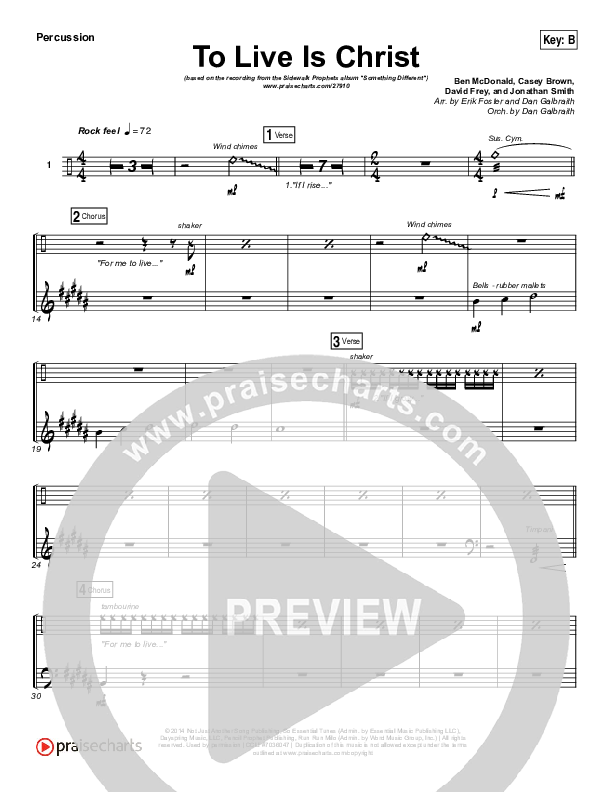 To Live Is Christ Percussion (Sidewalk Prophets)