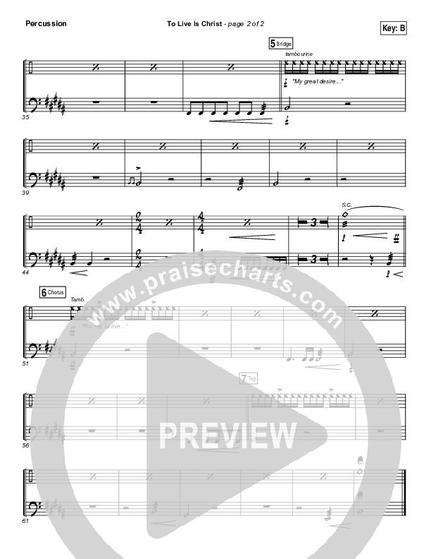 To Live Is Christ Percussion (Sidewalk Prophets)