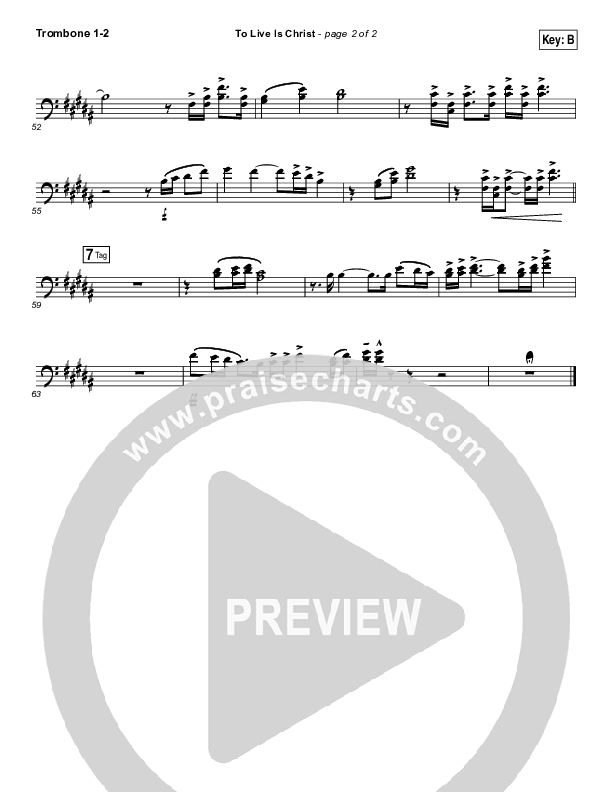 To Live Is Christ Trombone 1/2 (Sidewalk Prophets)