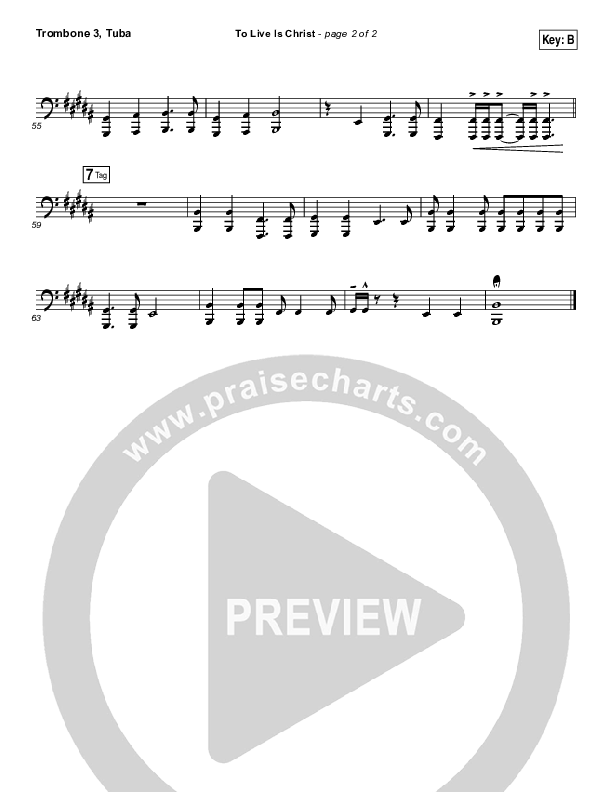 To Live Is Christ Trombone 3/Tuba (Sidewalk Prophets)