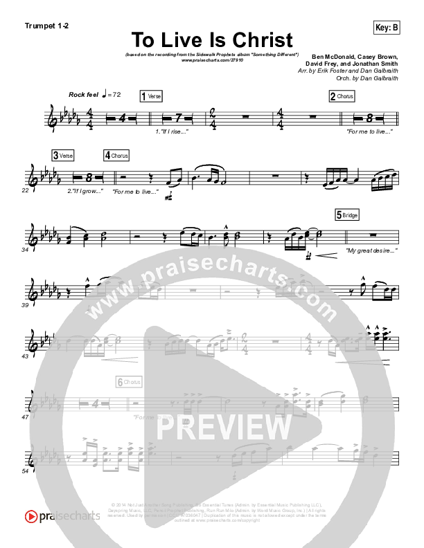 To Live Is Christ Brass Pack (Sidewalk Prophets)