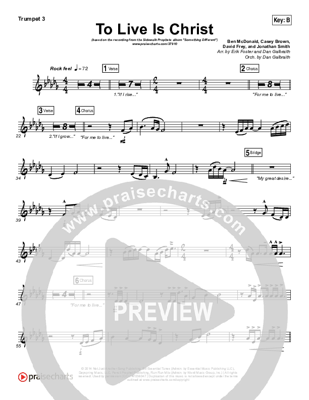 To Live Is Christ Trumpet 3 (Sidewalk Prophets)