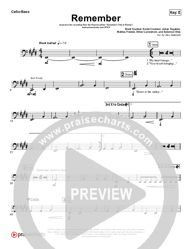 Remember Cello/Bass (Brett Younker / Melodie Malone / Passion)