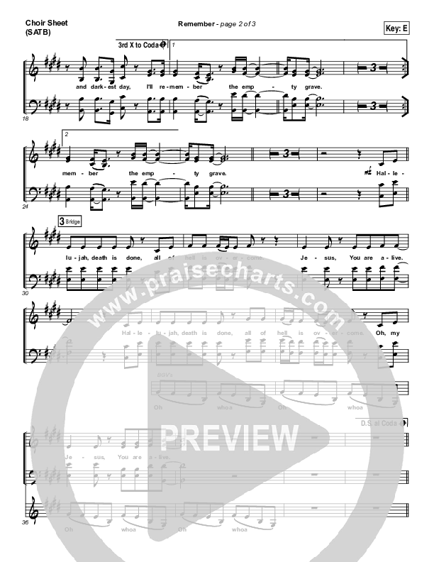 Remember Choir Vocals (SATB) (Brett Younker / Melodie Malone / Passion)