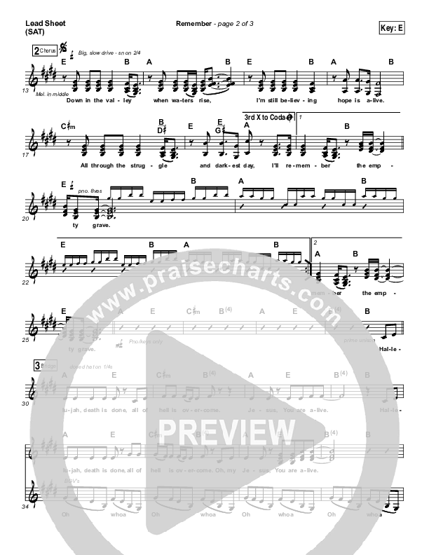 Remember Lead Sheet (Print Only) (Brett Younker / Melodie Malone / Passion)