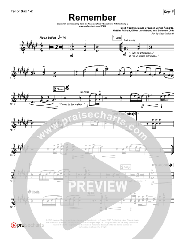 Remember Tenor Sax 1/2 (Brett Younker / Melodie Malone / Passion)