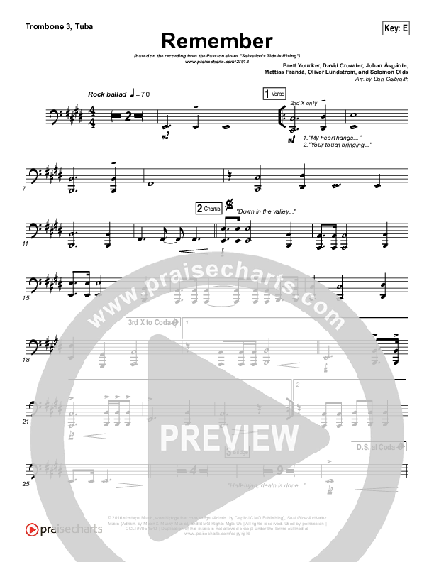 Remember Trombone 3/Tuba (Brett Younker / Melodie Malone / Passion)