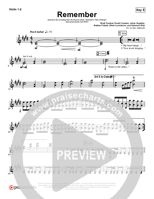 Remember Violin 1/2 (Brett Younker / Melodie Malone / Passion)