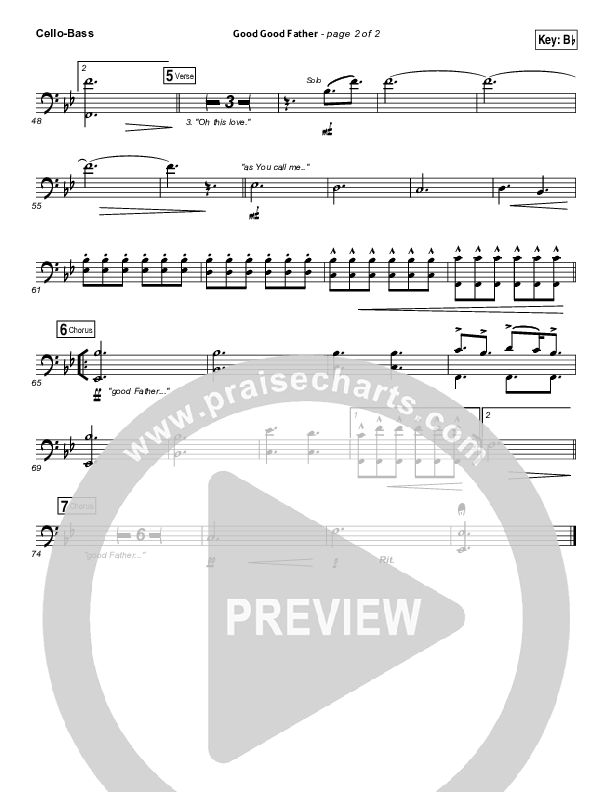 Good Good Father (Choral Anthem SATB) Cello/Bass (Housefires / NextGen Worship / Arr. Richard Kingsmore)