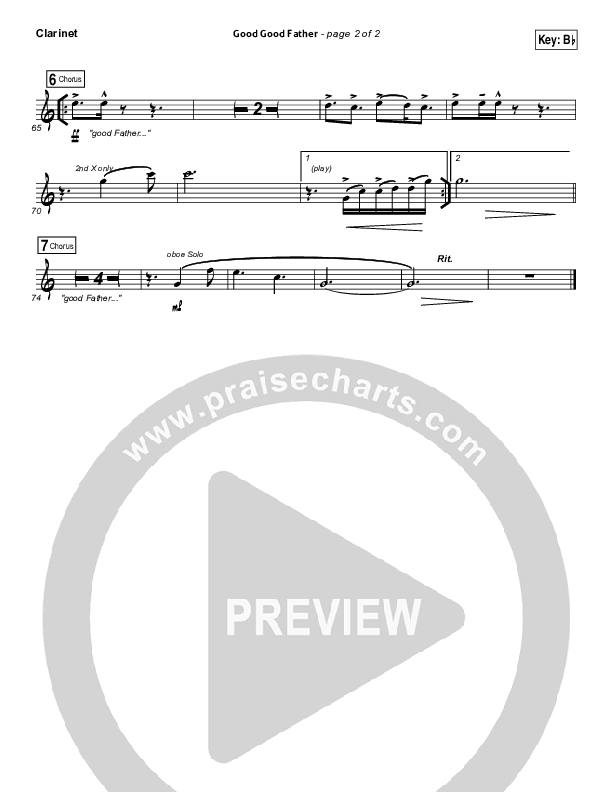 Good Good Father (Choral Anthem SATB) Clarinet (Housefires / NextGen Worship / Arr. Richard Kingsmore)