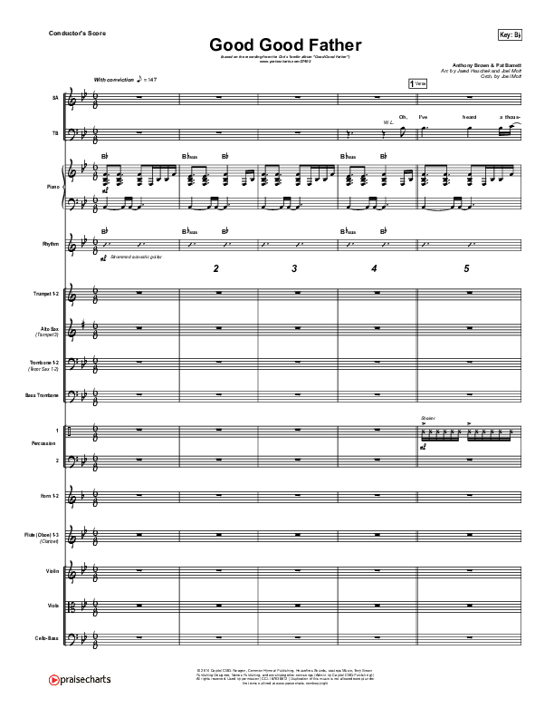 Good Good Father (Choral Anthem SATB) Conductor's Score (Housefires / NextGen Worship / Arr. Richard Kingsmore)