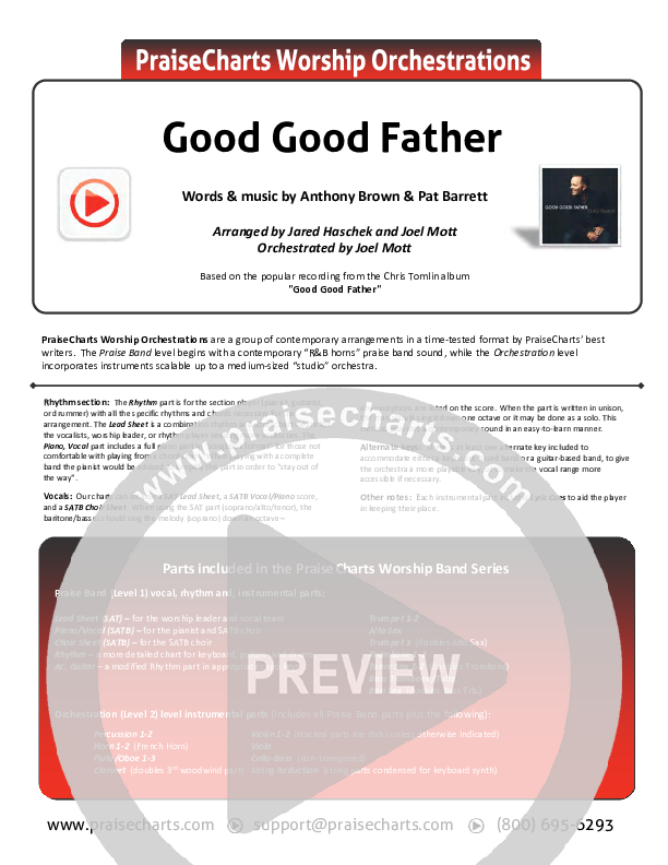 Good Good Father (Choral Anthem SATB) Cover Sheet (Housefires / NextGen Worship / Arr. Richard Kingsmore)
