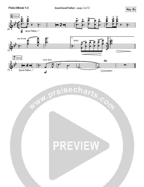 Good Good Father (Choral Anthem SATB) Flute/Oboe 1/2/3 (Housefires / NextGen Worship / Arr. Richard Kingsmore)