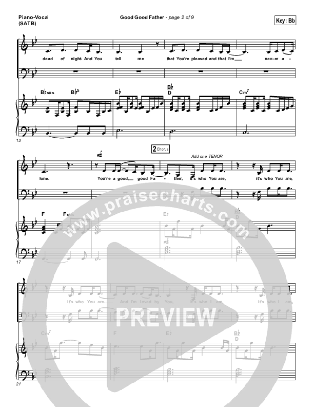 Good Good Father (Choral Anthem SATB) Piano/Vocal (SATB) (Housefires / NextGen Worship / Arr. Richard Kingsmore)