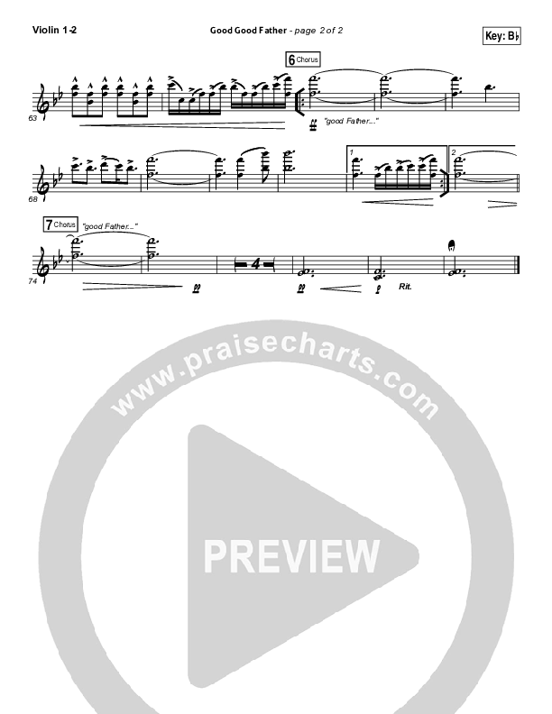 Good Good Father (Choral Anthem SATB) Violin 1/2 (Housefires / NextGen Worship / Arr. Richard Kingsmore)