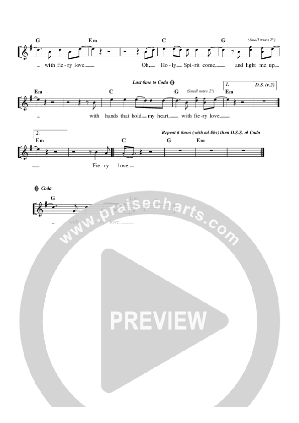 Fiery Love Lead Sheet (Vineyard UK)