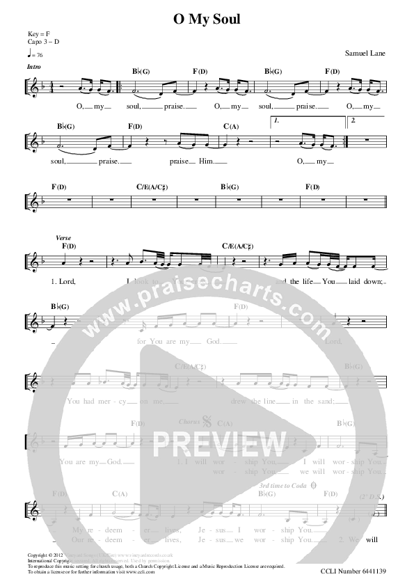 O My Soul Lead Sheet (Vineyard UK)