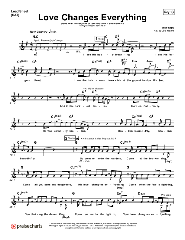 Love Changes Everything Lead Sheet (SAT) (Jake Espy)