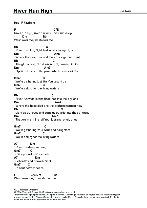 River Run High Chords & Lyrics (Vineyard UK)