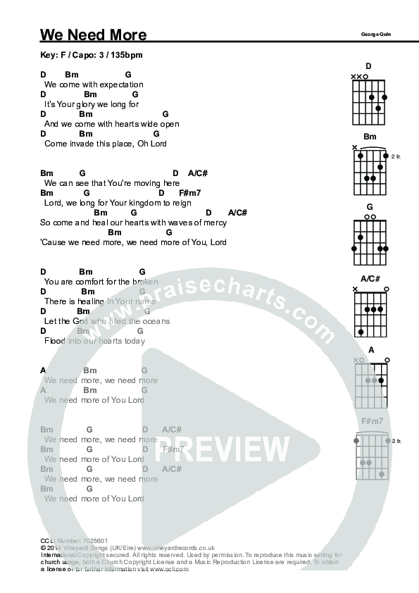We Need More Chords & Lyrics (Vineyard UK)