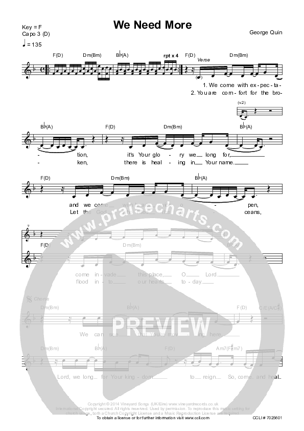 We Need More Lead Sheet (Vineyard UK)