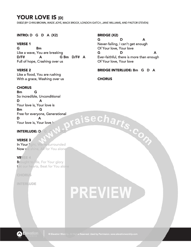 Your Love Is Chords & Lyrics (eKidz)