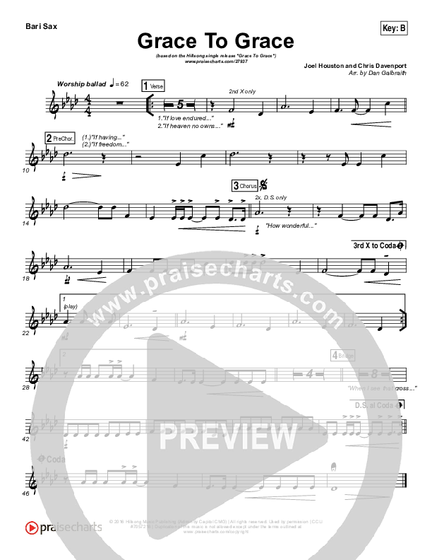 Grace To Grace Bari Sax (Hillsong Worship)