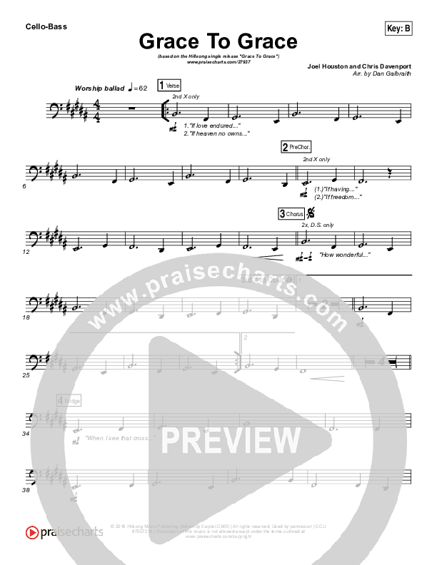 Grace To Grace Cello/Bass (Hillsong Worship)