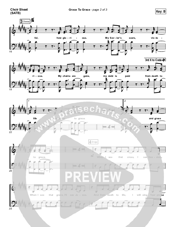 Grace To Grace Choir Sheet (SATB) (Hillsong Worship)
