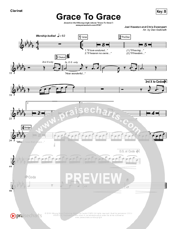 Grace To Grace Clarinet (Hillsong Worship)