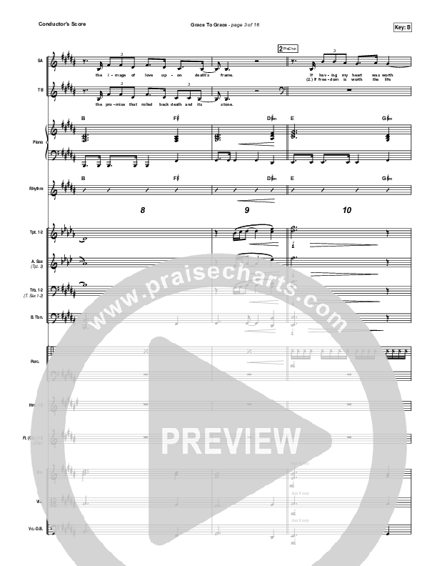 Grace To Grace Conductor's Score (Hillsong Worship)
