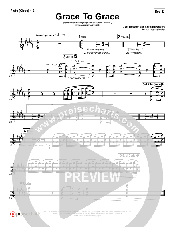 Grace To Grace Flute/Oboe 1/2/3 (Hillsong Worship)