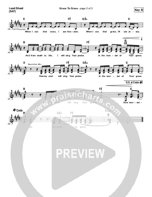 Grace To Grace Lead Sheet (SAT) (Hillsong Worship)