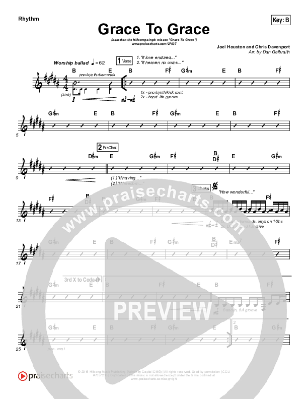 Grace To Grace Rhythm Chart (Hillsong Worship)