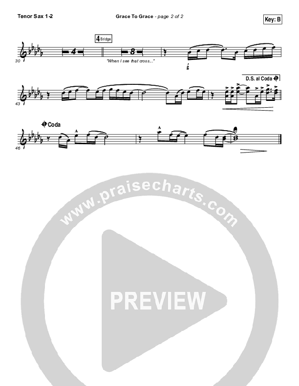 Grace To Grace Tenor Sax 1/2 (Hillsong Worship)