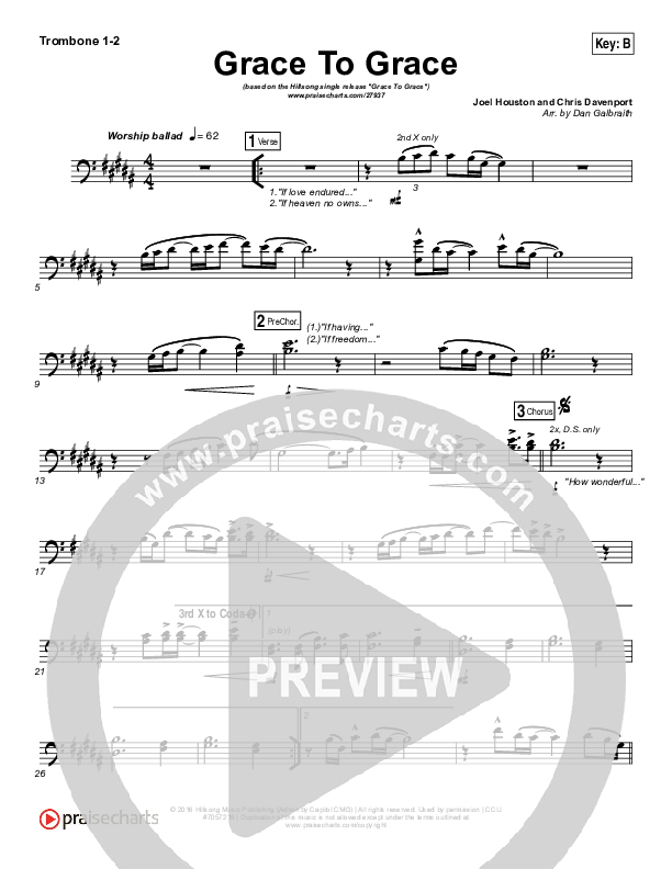 Grace To Grace Trombone 1/2 (Hillsong Worship)