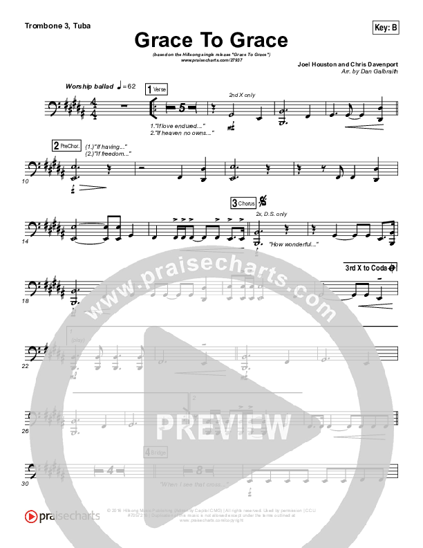 Grace To Grace Trombone 3/Tuba (Hillsong Worship)