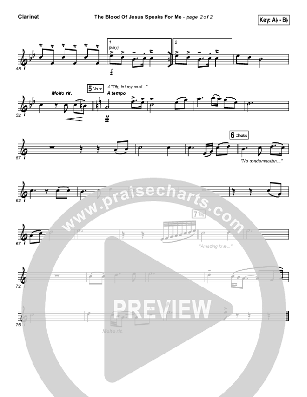 The Blood Of Jesus Speaks For Me Clarinet (Travis Cottrell)