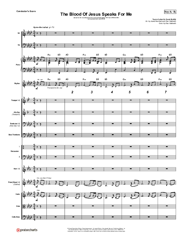 The Blood Of Jesus Speaks For Me Conductor's Score (Travis Cottrell)