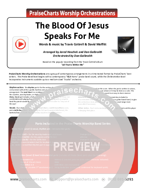The Blood Of Jesus Speaks For Me Orchestration (Travis Cottrell)