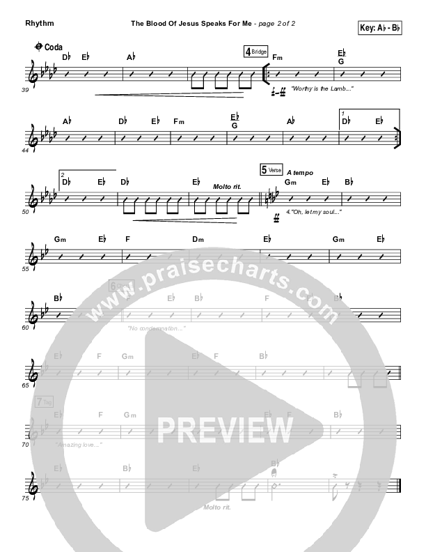 The Blood Of Jesus Speaks For Me Rhythm Chart (Travis Cottrell)