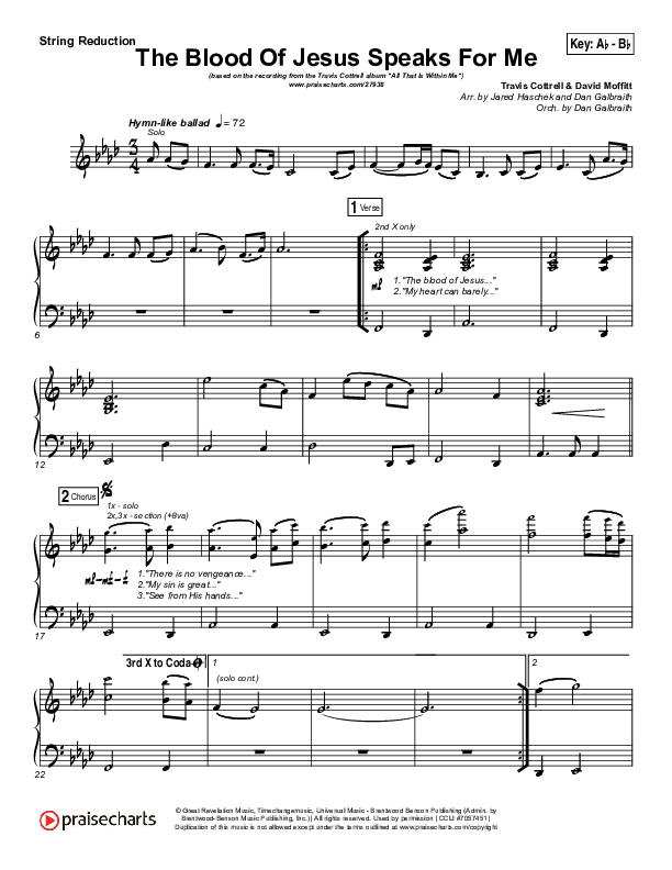 The Blood Of Jesus Speaks For Me String Pack (Travis Cottrell)