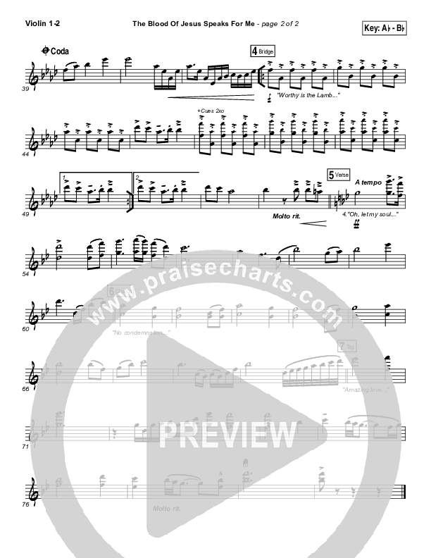 The Blood Of Jesus Speaks For Me Violin 1/2 (Travis Cottrell)