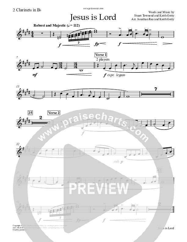 Jesus Is Lord Clarinet 1/2 (Keith & Kristyn Getty)